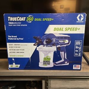 Graco True coat dual speed 360 paint sprayer, comes with every in last picture.